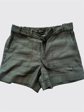 NWOT Babaton Linen Cotton Shorts Dark Green Size S